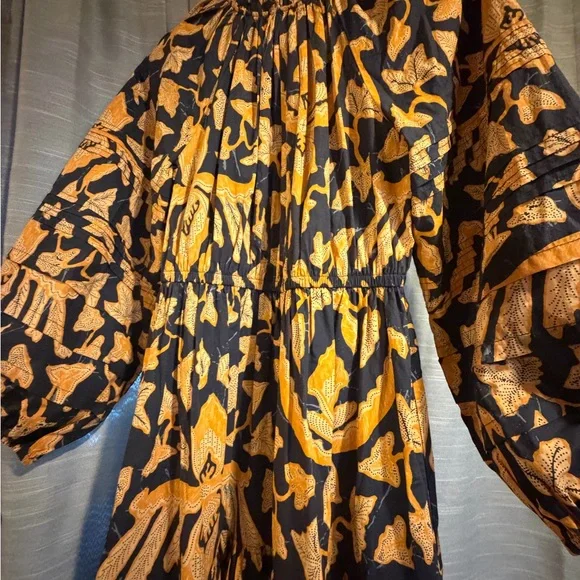 Ulla Johnson Navy and Orange Long Sleeve Dress Size 0 - Picture 2 of 8